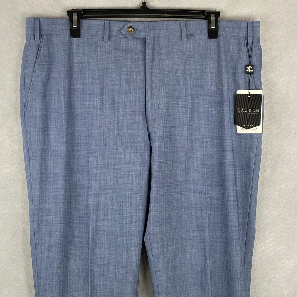 Lauren Ralph Lauren Men's 42x32 Classic Fit Flat Front Suit Pants Light Blue NEW